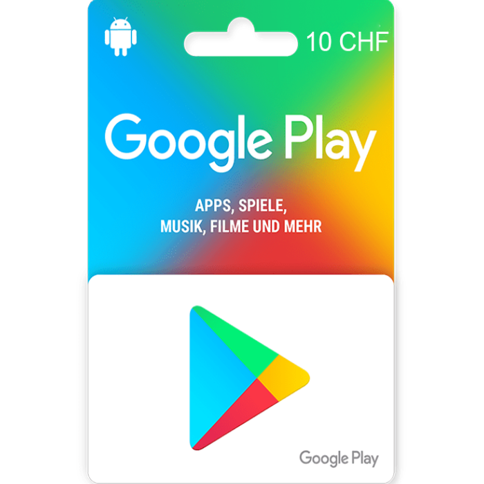 Google Play Fr 10 CHF CH Digital Gift Cards