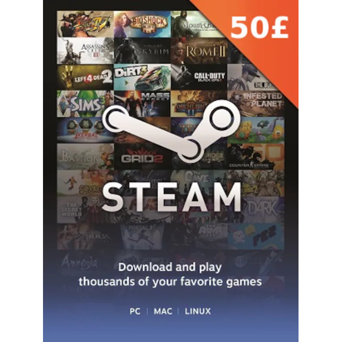 Steam Gift Cards 50 GBP United Kingdom Region